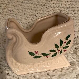 Lenox Holiday Holly and Berries sleigh candy dish.